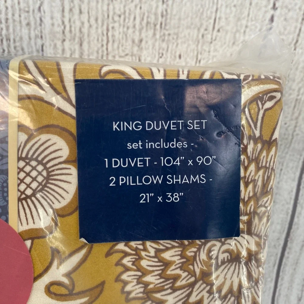 William Morris Duvet Set King Cherwell Honey Yellow Floral Cotton Percale Earthy